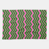 Groen Roze Chevron Zigzag Ontwerp Theedoek (Horizontaal)