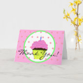 Groen Roze Cupcake Polka Dots Verjaardag Dank u Kaart (Gele Bloem)