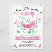 Groen Roze Een In Een Meloen 1e Verjaardag Kaart (Voorkant)