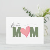 Groen Roze Eenvoudig Modern Beste Moeder Moederdag Feestdagenkaart (Staand voorkant)