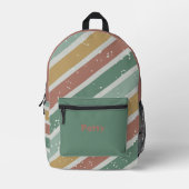 Groen Roze en Gouden Diagonale Strepen Bedrukte Rugzak (Voorkant)