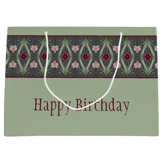 Groen Roze en Grijs Groot Cadeauzakje (Voorkant)