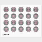 ~ Groen Roze en Wit Fractal ~ Ronde Sticker (Vel)