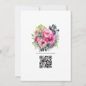 Groen, Roze en Zwart Bloemen Herfst Bruiloft Kaart (Achterkant)