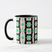 Groen, roze en zwart geometrisch ontwerp mok (Links)