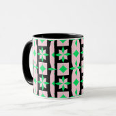 Groen, roze en zwart geometrisch ontwerp mok (Voorkant links)