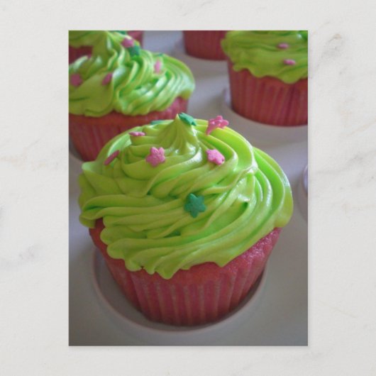 Groen Roze feestdouche Cupcakes Briefkaarten (Voorkant)