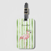 Groen roze flamingo bagagelabel (Voorkant (verticaal))