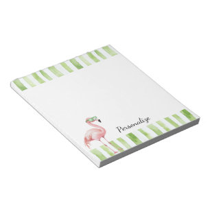 Groen roze flamingo notitieblok