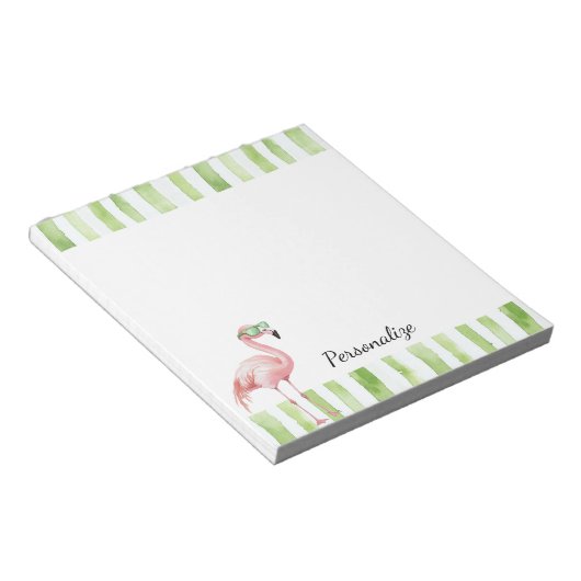 Groen roze flamingo notitieblok (Schuin)