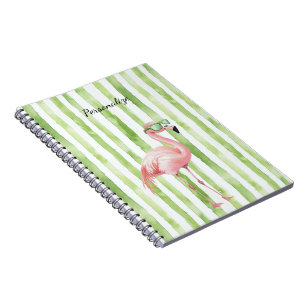 Groen roze flamingo notitieboek