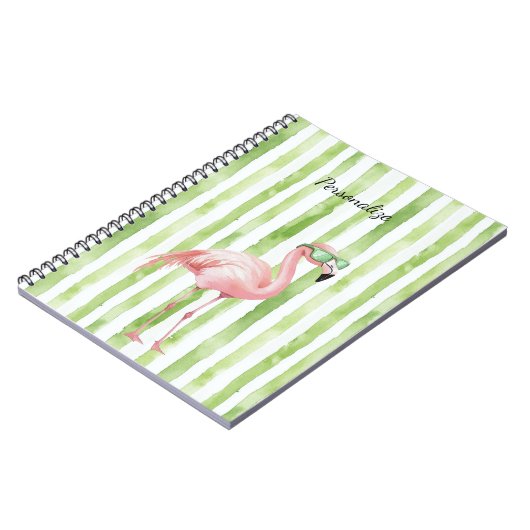 Groen roze flamingo notitieboek (Linkerzijde)