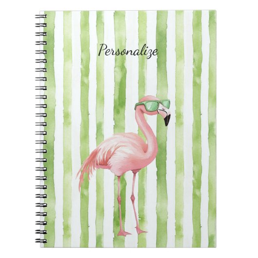 Groen roze flamingo notitieboek (Voorkant)