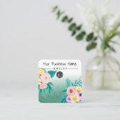 Groen roze Floral Glitter Logo Display Vierkante Visitekaartje (Staand voorkant)