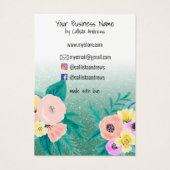 Groen roze Floral Glitter Logo Earning Display Visitekaartje (Achterkant)