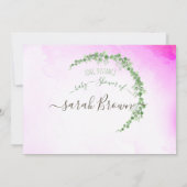 GROEN & ROZE GEBLADERTE LANGE AFSTAND BABY SHOWER KAART (Achterkant)