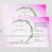 GROEN & ROZE GEBLADERTE LANGE AFSTAND BABY SHOWER KAART (Voorkant / Achterkant)