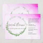 GROEN & ROZE GEBLADERTE LANGE AFSTAND BABY SHOWER KAART (Voorkant / Achterkant)