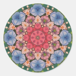~ Groen Roze Geel Blauw Kaleidoscoop 3D ~ Ronde Sticker