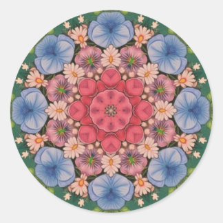 ~ Groen Roze Geel Blauw Kaleidoscoop 3D ~ Ronde Sticker