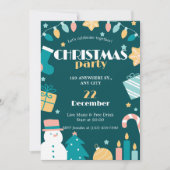 Groen Roze Geel Grappig Kerstfeest Uitnodiging (Voorkant)