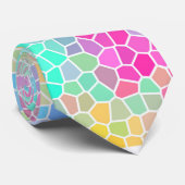 Groen roze gele mozaïekpatroon stropdas (Opgerold)