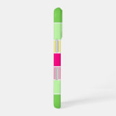 Groen Roze & Gele Strepen Monogram Telefoonhoes iPhone 16 Hoesje (Rechterkant)