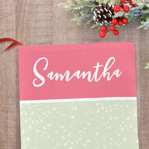 Groen Roze Gepersonaliseerde Schattigee Kerst Kleine Kerstsok