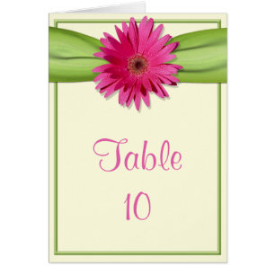 Groen roze Gerbera Daisy Table Number Kaart