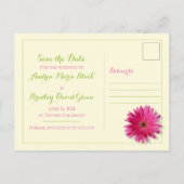 Groen Roze Gerbera Daisy Wedding Save the Date Aankondigingskaart (Achterkant)