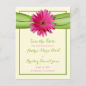 Groen Roze Gerbera Daisy Wedding Save the Date Aankondigingskaart (Voorkant)
