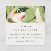 Groen Roze Geschilderde Bloemen Bedankt voor de be Vierkante Visitekaartje (Voorkant)