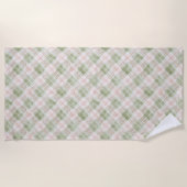 Groen Roze Gestreepte Plaid Strandlaken (Voorkant)