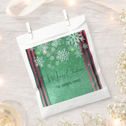 Groen Roze Glitterij Winter Wonderland Kerstmis Bedankzakje (Geknipt)