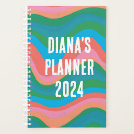 Groen roze golven stripes kleurrijk Vet KUSTMAAT Planner