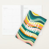 Groen roze golven stripes kleurrijk Vet KUSTMAAT Planner (Display)