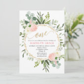 Groen roze goud elegant meisje 1e verjaardag kaart (Staand voorkant)