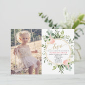 Groen roze goud elegant meisje 2e verjaardag foto kaart (Staand voorkant)