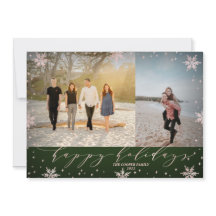 Groen & Roze gouden Sneeuwvlokken Foto Prettige Fe