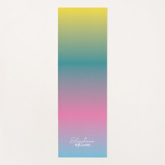 Groen-Roze Gradient Yoga Mat met Aangepaste Naam (Voorkant)