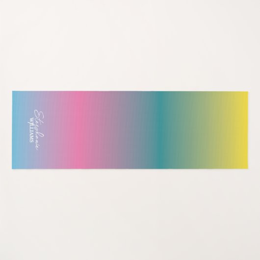 Groen-Roze Gradient Yoga Mat met Aangepaste Naam (Voorkant (horizontaal))