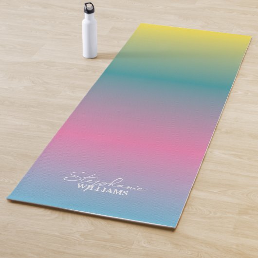 Groen-Roze Gradient Yoga Mat met Aangepaste Naam (In situ)