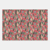 Groen Roze Grijs Kerstbos Dorp Inpakpapier Vel (Voorkant)