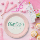 Groen Roze Handschrift Retro Vrijgezellenfeest Papieren Bordje (Feest)