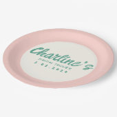 Groen Roze Handschrift Retro Vrijgezellenfeest Papieren Bordje (Gekanteld)