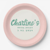 Groen Roze Handschrift Retro Vrijgezellenfeest Papieren Bordje (Voorkant)