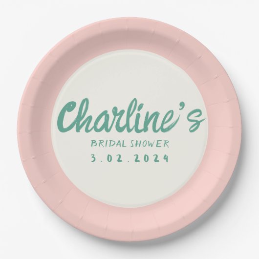 Groen Roze Handschrift Retro Vrijgezellenfeest Papieren Bordje (Voorkant)