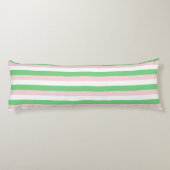 Groen Roze Horizontaal Streeppatroon Lichaamskussen (Achterkant)