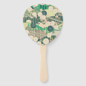  Groen Roze Japans Kimono Bloembloem Handwaaier (Achterkant)