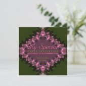 Groen Roze Kant Special Event Feest Uitnodiging (Staand voorkant)